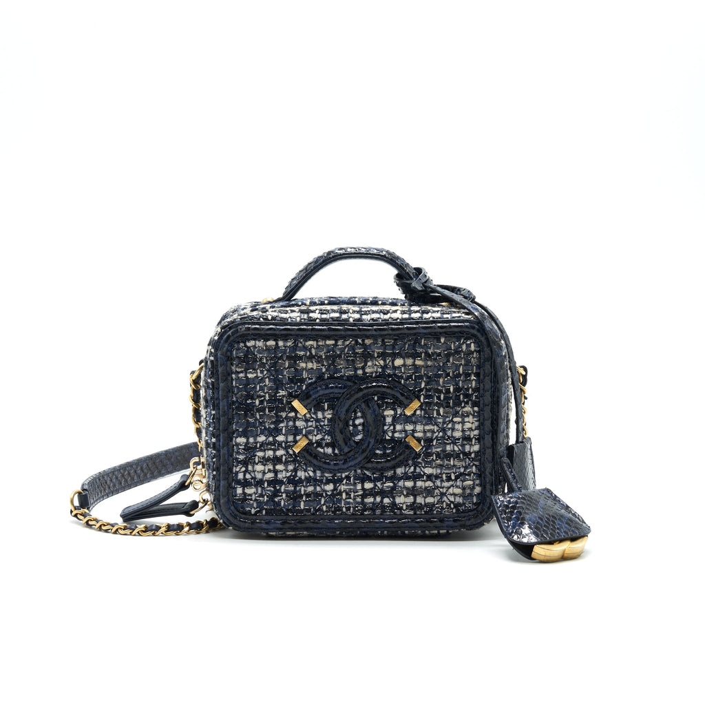 CHANEL TWEED AND PYTHON SMALL VANITY CASE