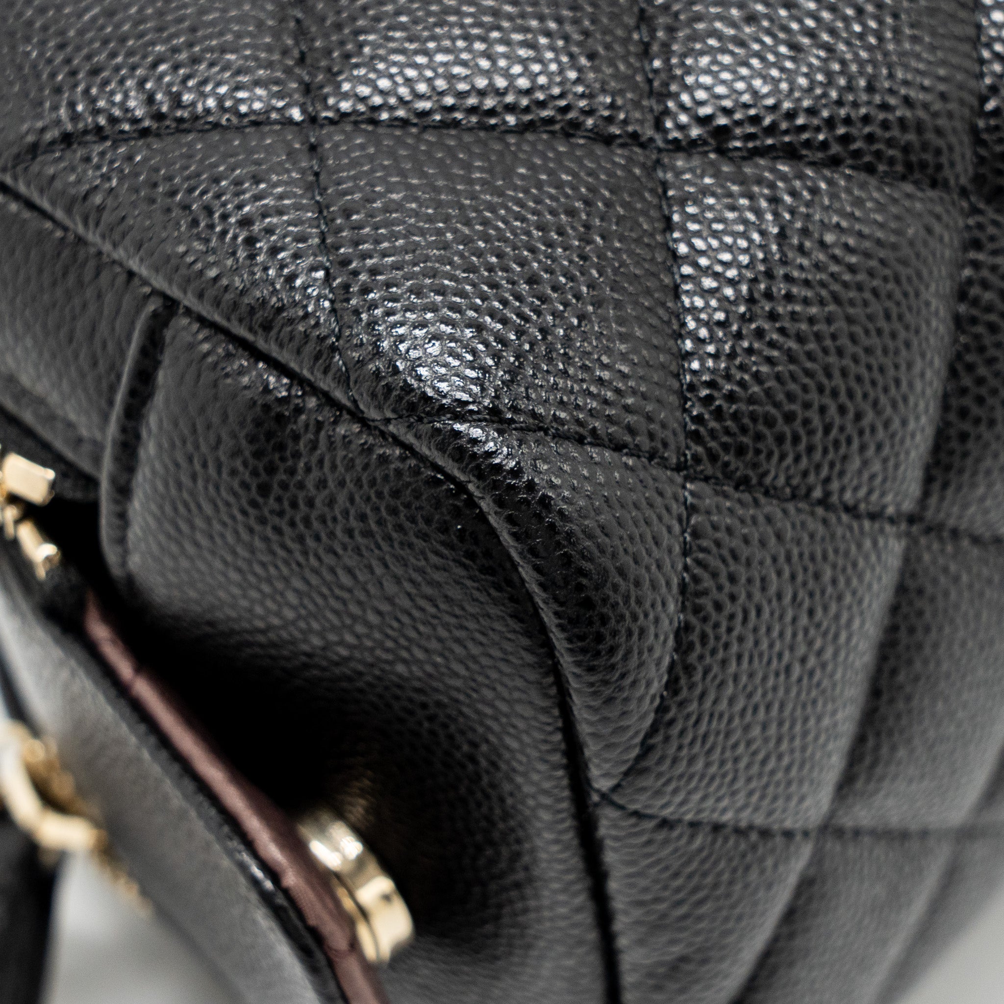 CHANEL DOUBLE ZIP POUCH COSMETIC CASE CAVIAR BLACK GHW (MICROCHIP)