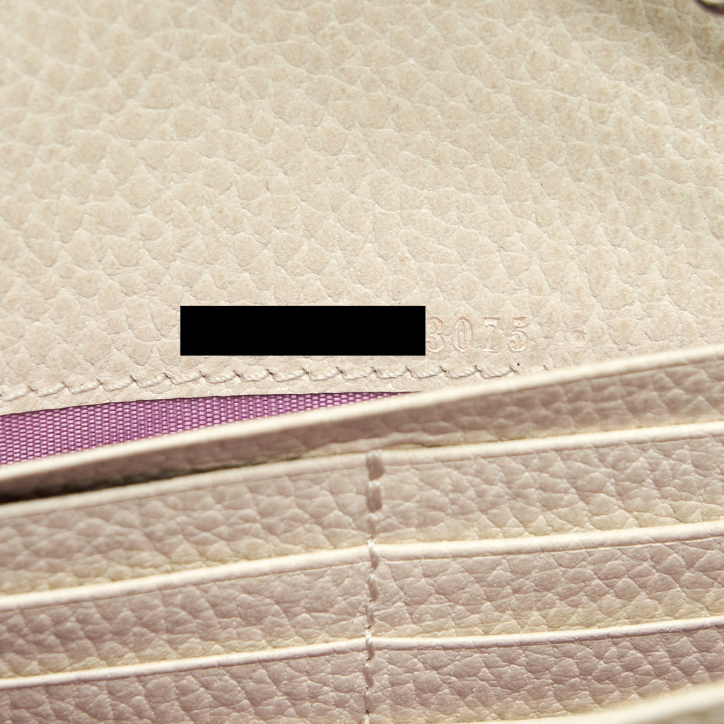 GUCCI DIONYSUS MINI CHAIN WALLET GRAINED CALFSKIN WHITE SHW