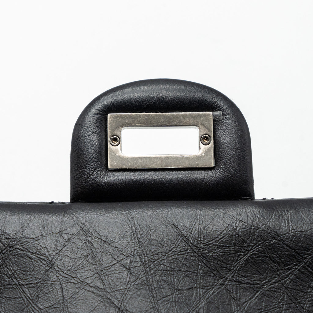 CHANEL 2.55 SMALL REISSUE FLAP BAG AGED CALFSKIN BLACK RUTHENIUM HARDWARE (MICROCHIP)