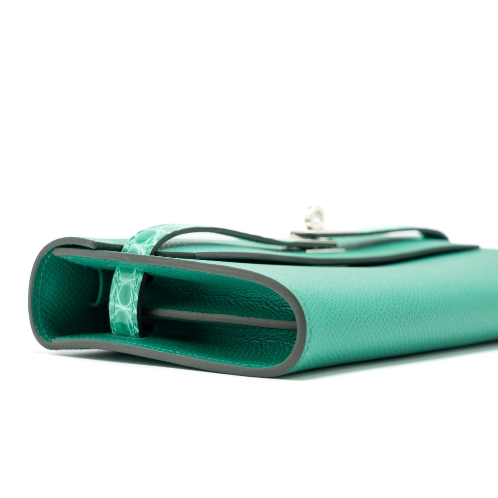 HERMES KELLY TO GO TOUCH EPSOM/ALLIGATOR VERT JADE SHW