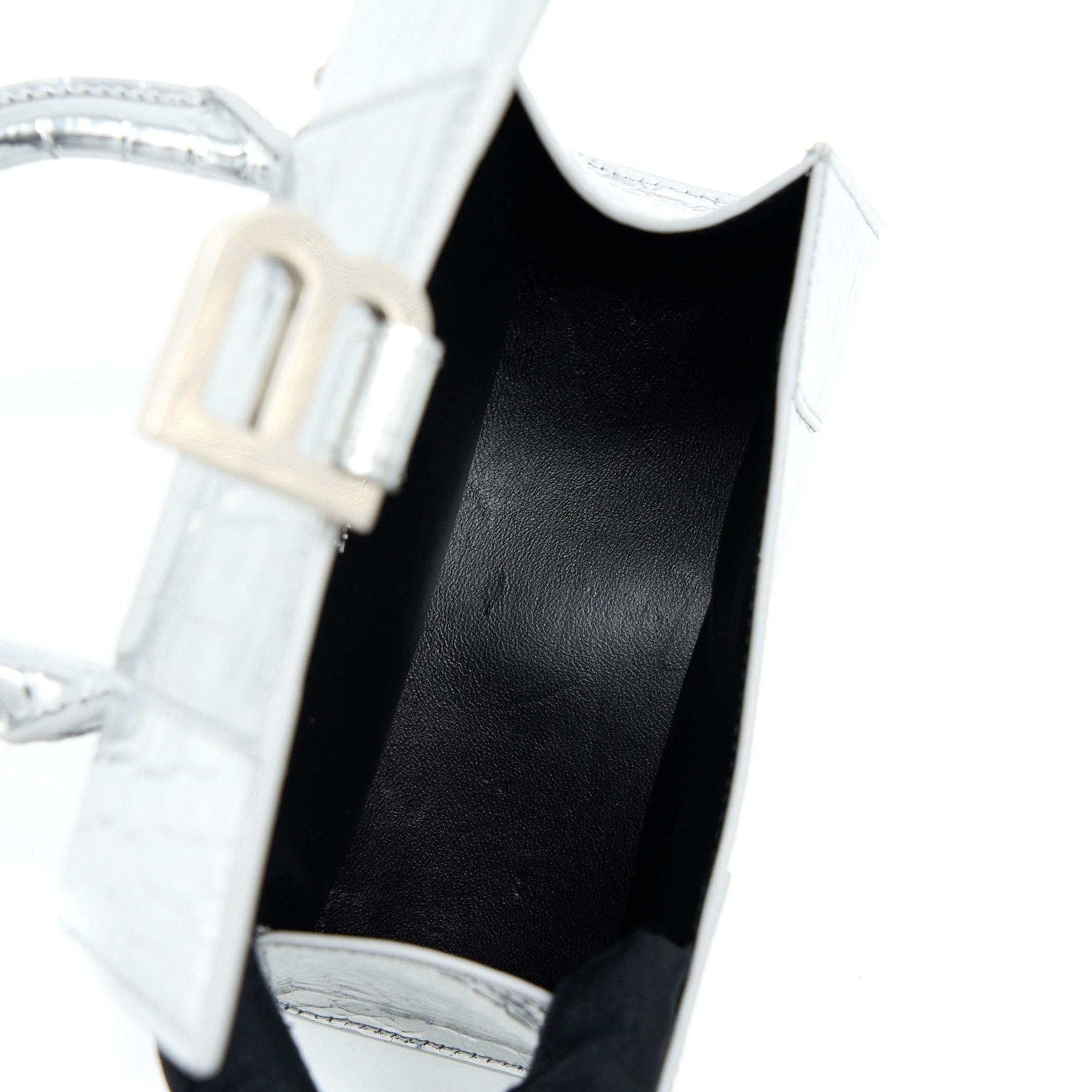 BALENCIAGA HOURGLASS XS EMBOSSED CALFSKIN SILVER SHW