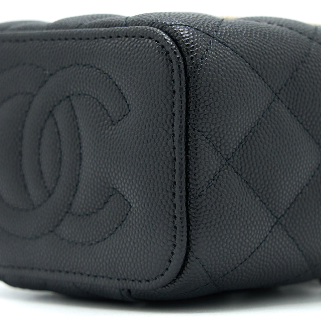 CHANEL 23C MINI VANITY WITH CHAIN CAVIAR BLACK LGHW (MICROCHIP)