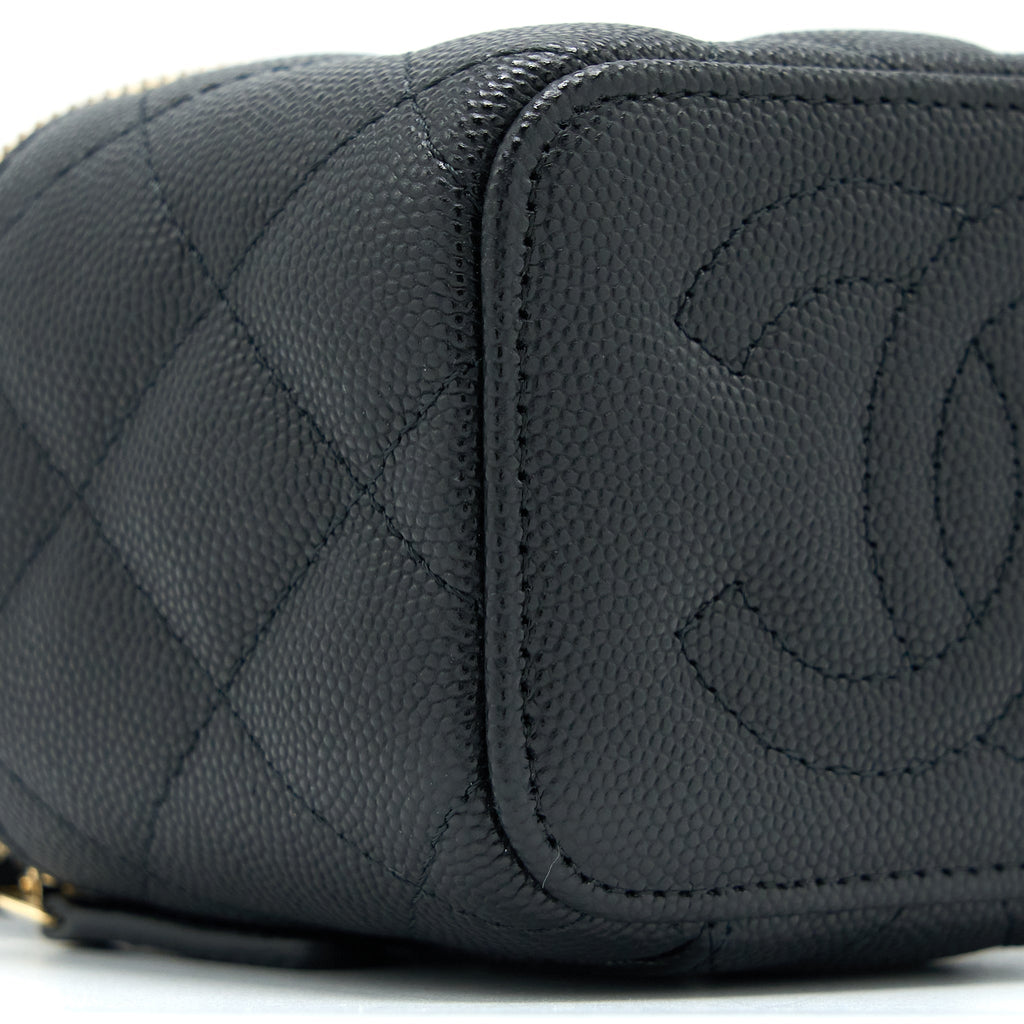 CHANEL 23C MINI VANITY WITH CHAIN CAVIAR BLACK LGHW (MICROCHIP)
