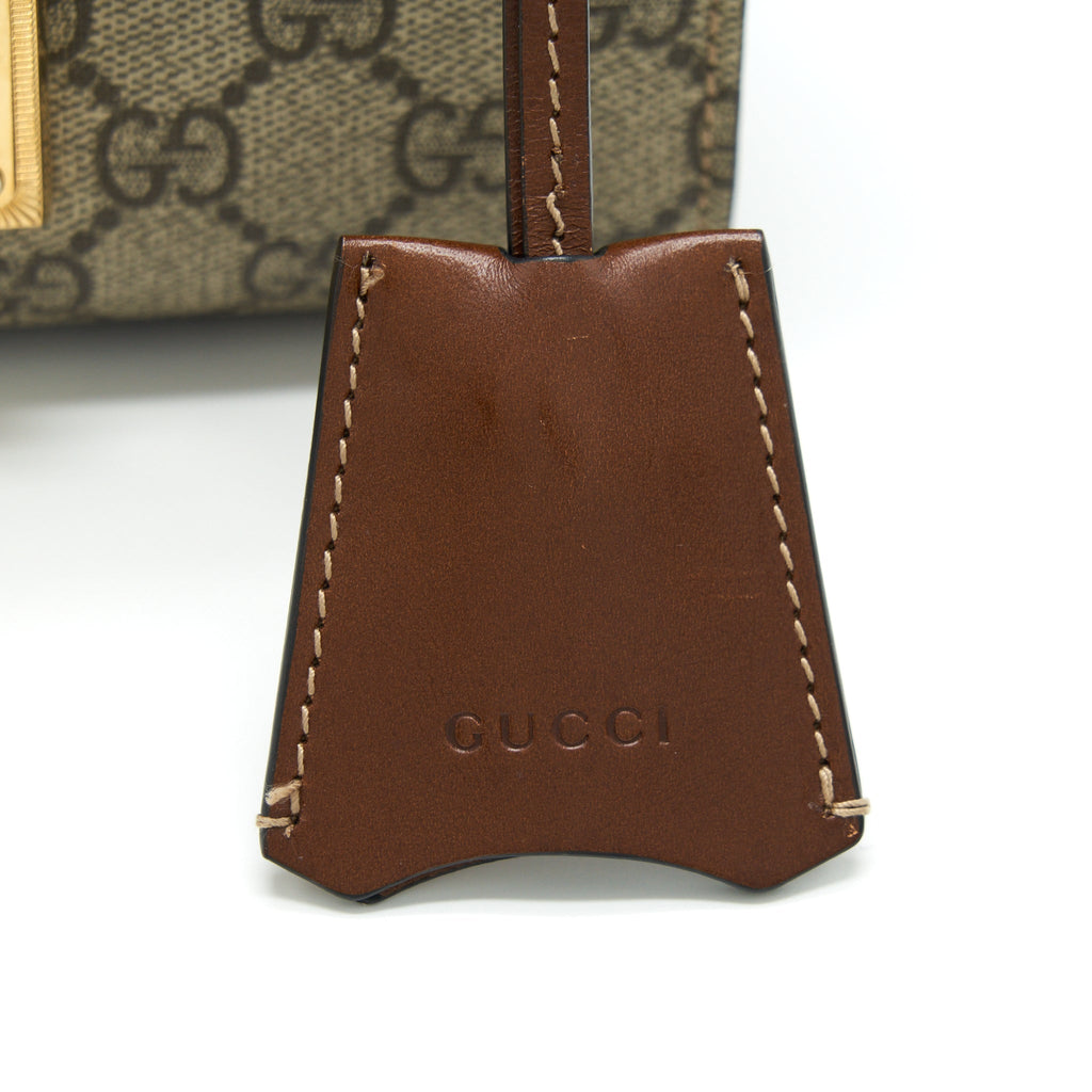 GUCCI SMALL PADLOCK SHOULDER BAG GG SUPREME CANVAS / BLACK GHW