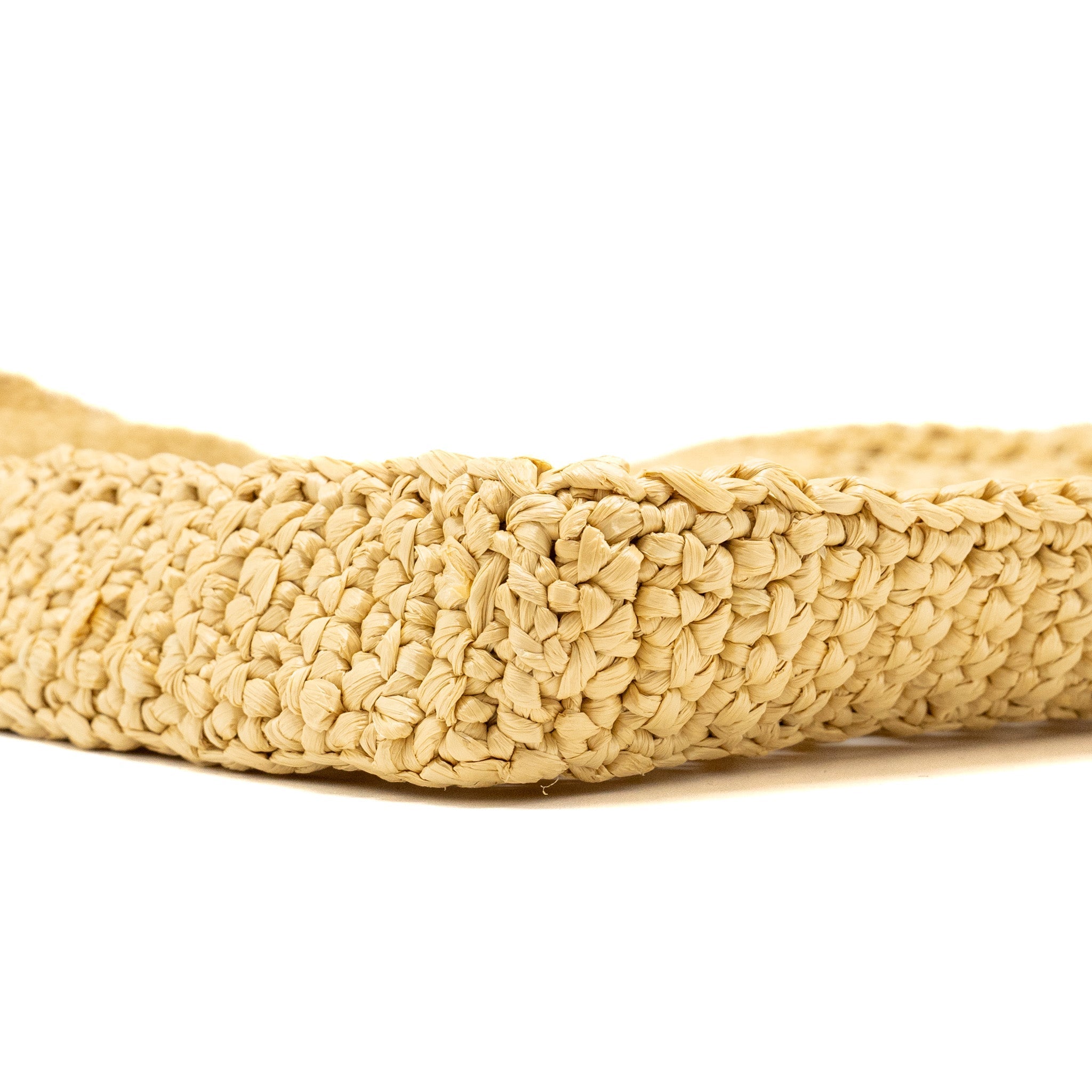 PRADA CROCHET TOTE BAG RAFFIA TAN