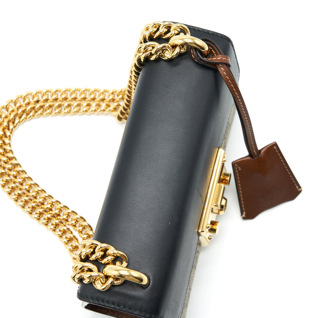 GUCCI SMALL PADLOCK SHOULDER BAG GG SUPREME CANVAS / BLACK GHW