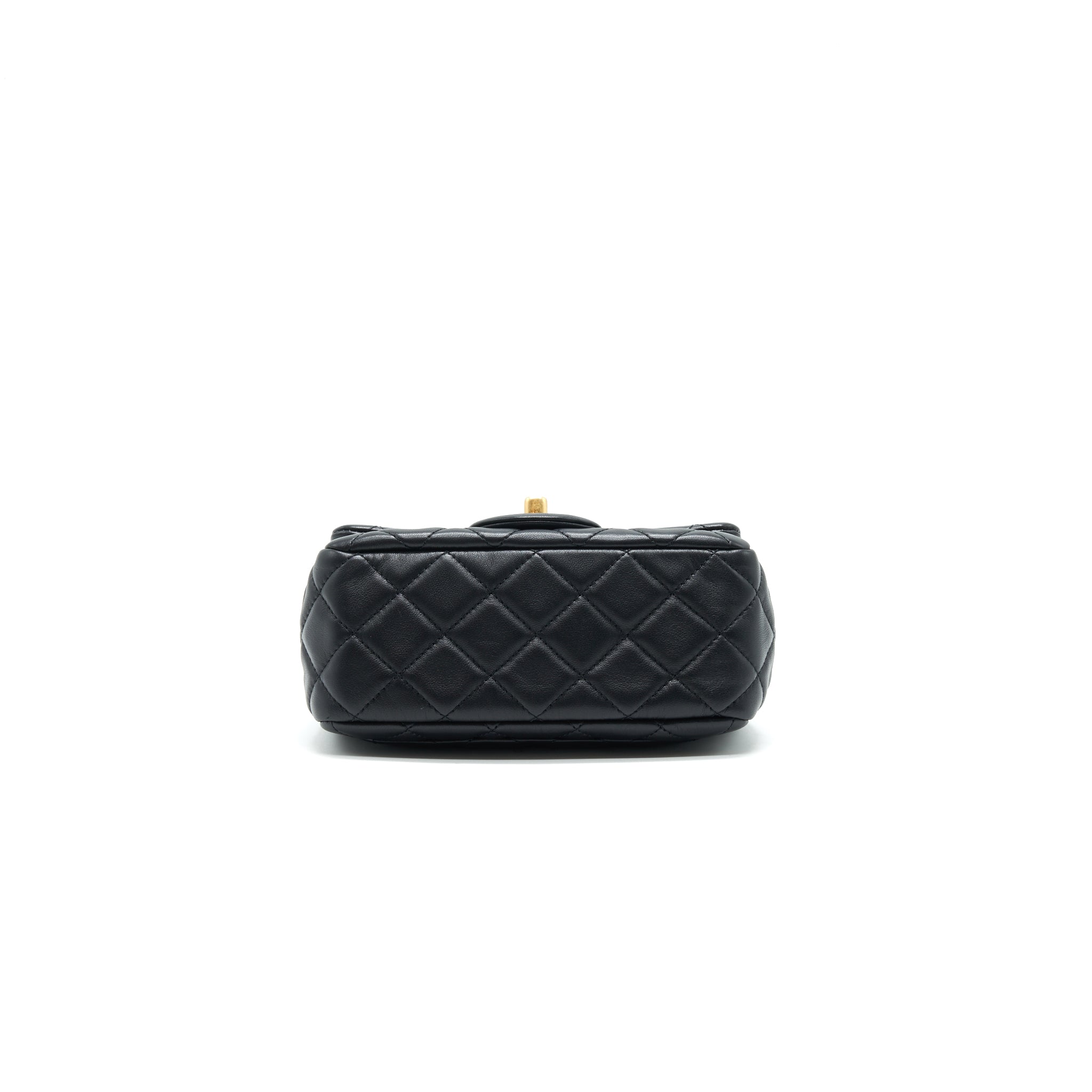 CHANEL PEARL CRUSH CRUSH MINI SQUARE FLAP BAG BLACK GHW