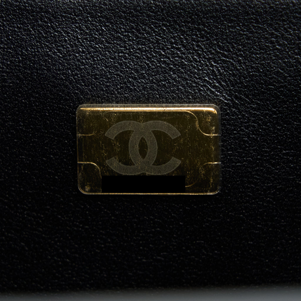 CHANEL TOP HANDLE MINI RECTANGULAR FLAP BAG LAMBSKIN BLACK LGHW (MICROCHIP)