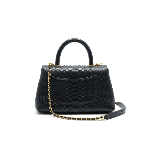 CHANEL COCO HANDLE MINI PYTHON LEATHER BLACK GHW