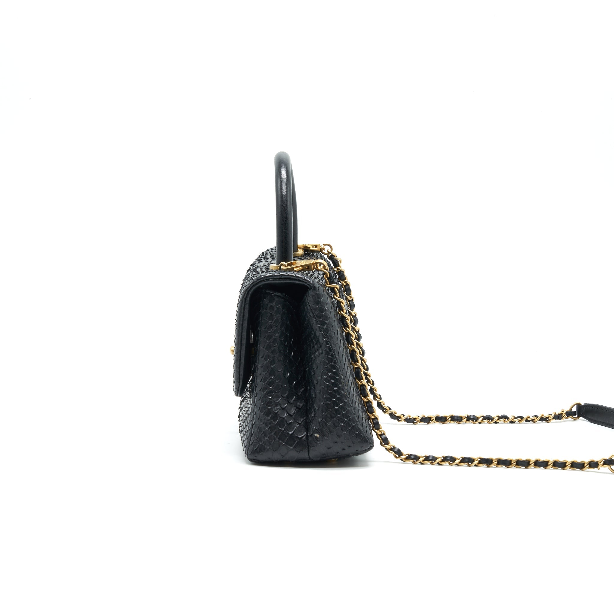 CHANEL COCO HANDLE MINI PYTHON LEATHER BLACK GHW