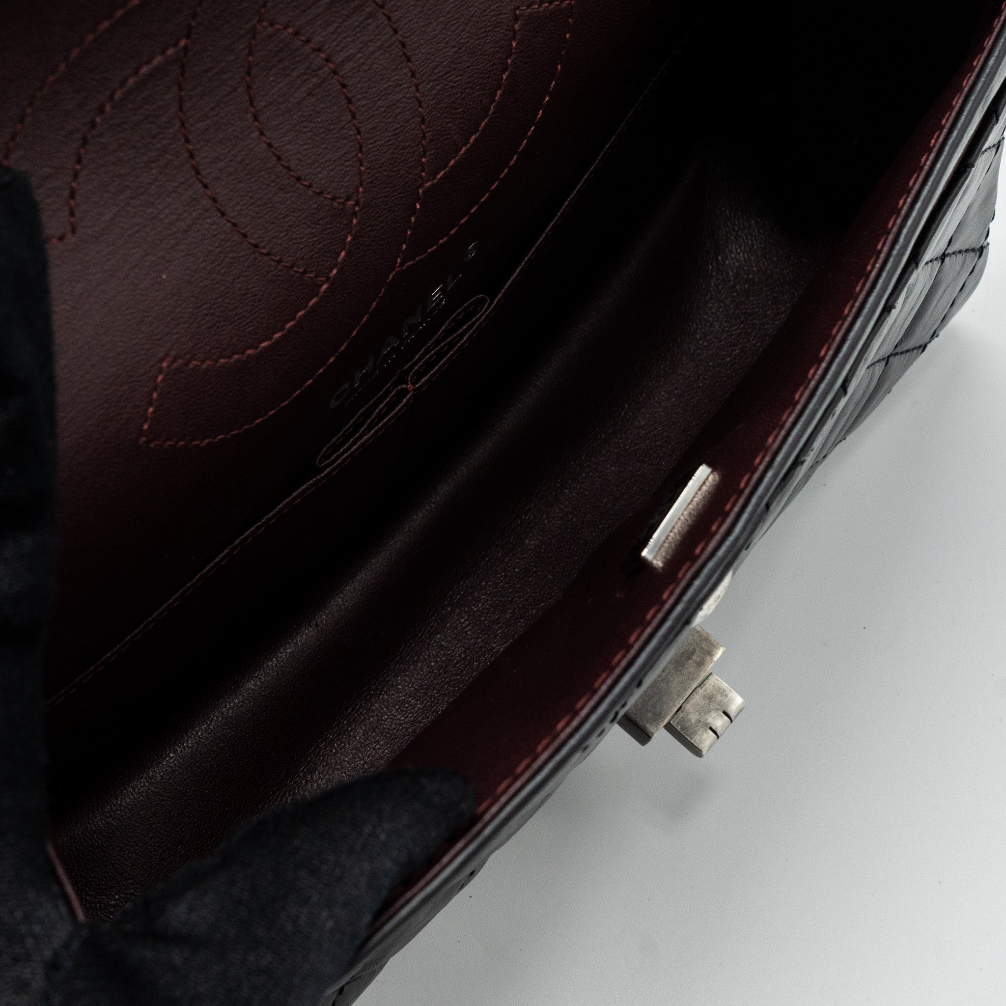 CHANEL 2.55 SMALL REISSUE FLAP BAG AGED CALFSKIN BLACK RUTHENIUM HARDWARE (MICROCHIP)