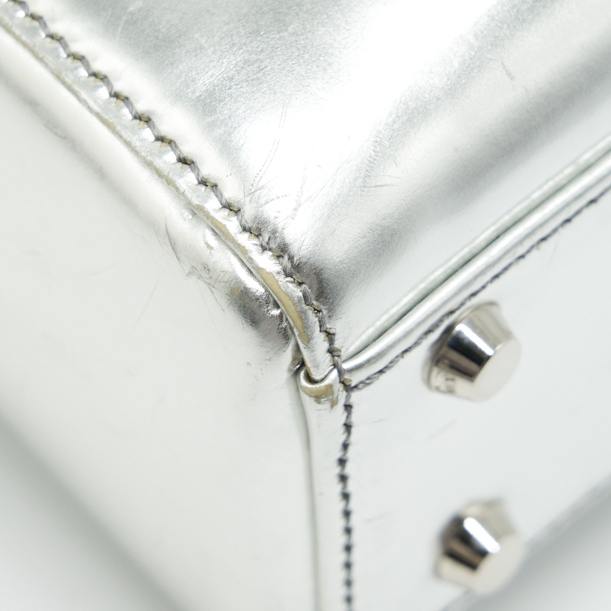 DIOR MINI LADY DIOR METALLIC SILVER SHW