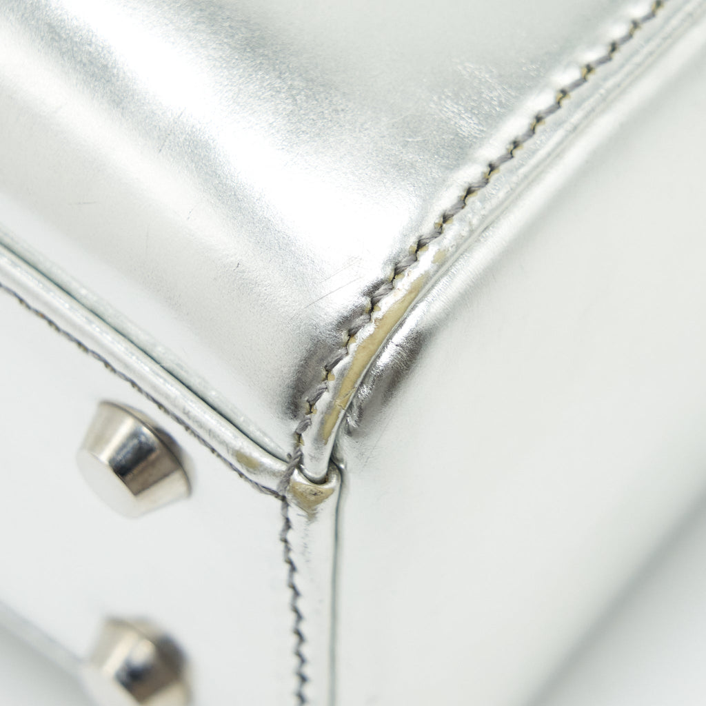 DIOR MINI LADY DIOR METALLIC SILVER SHW