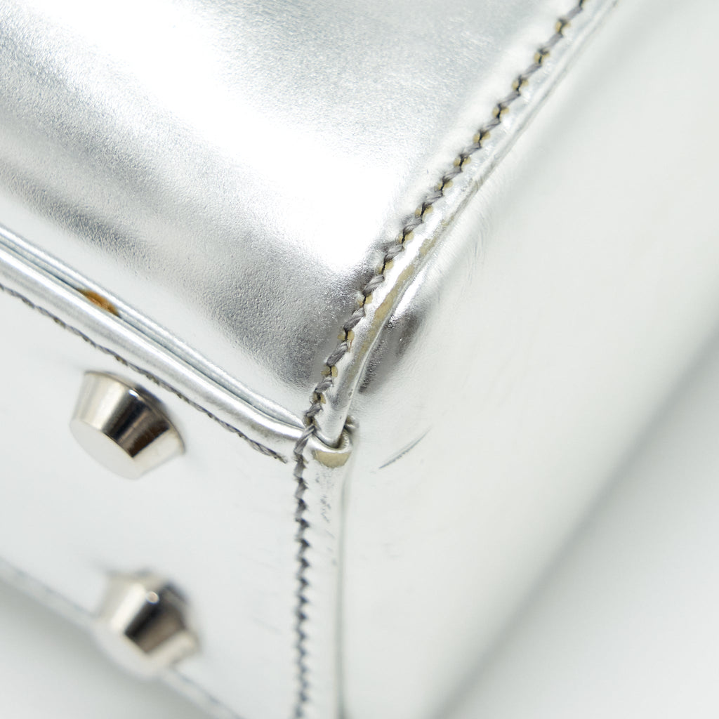 DIOR MINI LADY DIOR METALLIC SILVER SHW