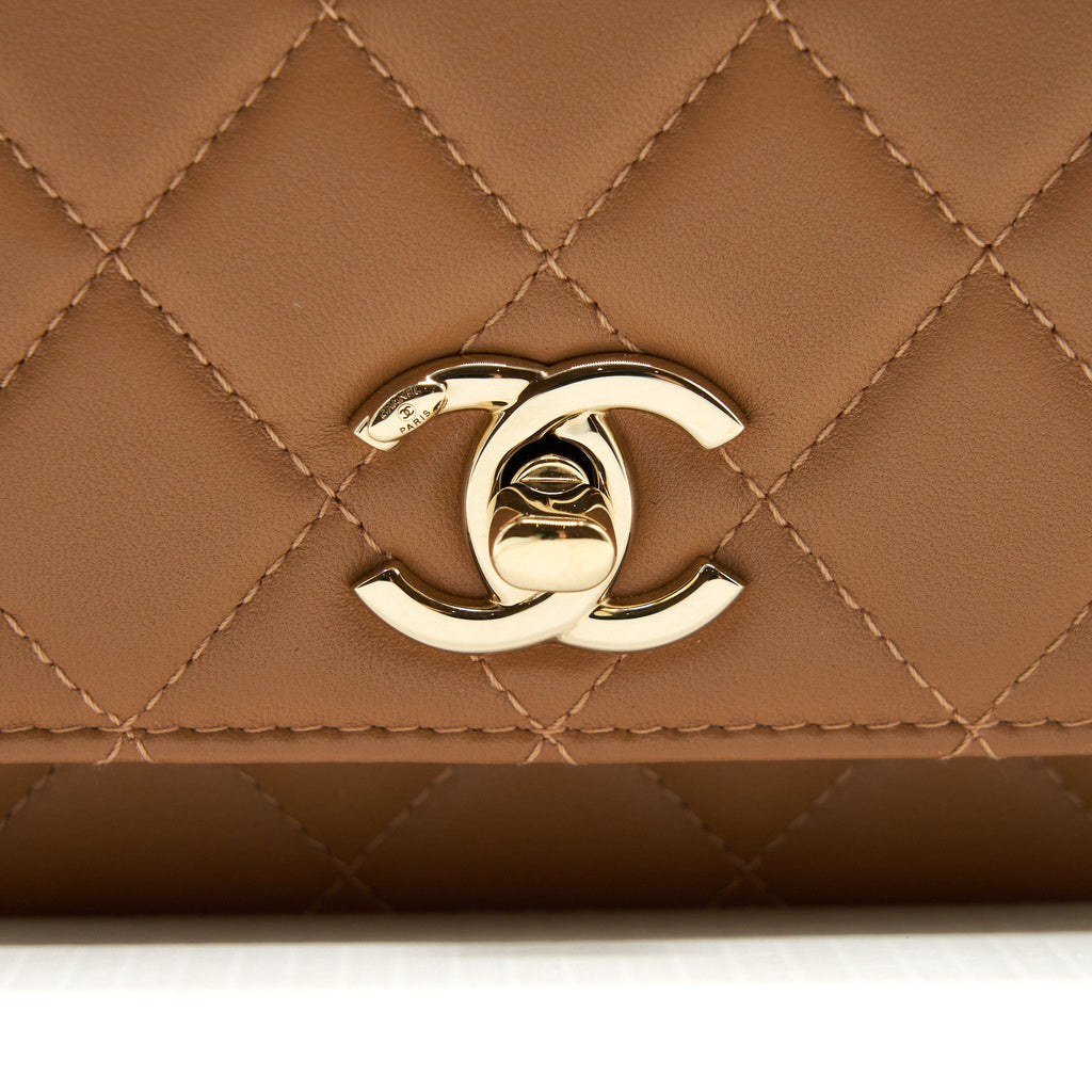 CHANEL TRENDY CC WALLET ON CHAIN LAMBSKIN DARK BEIGE LGHW