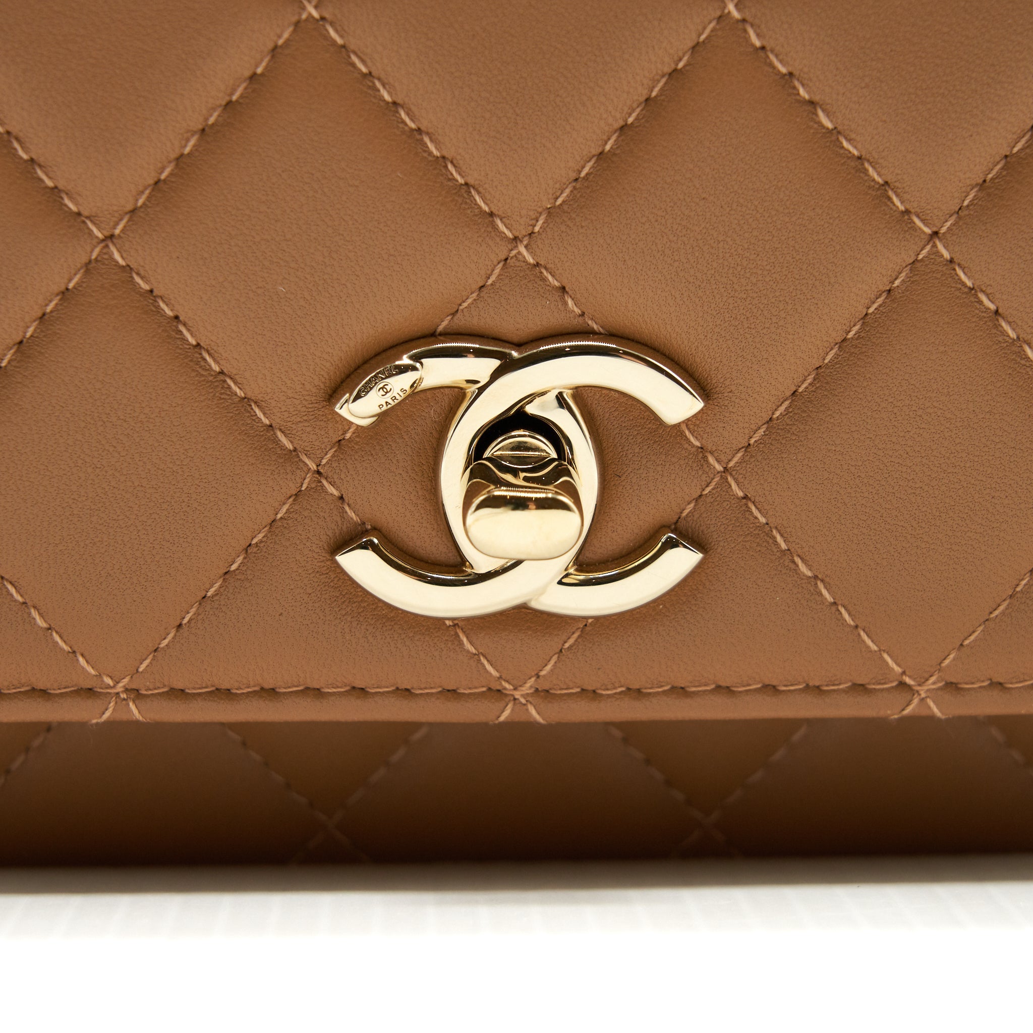 CHANEL TRENDY CC WALLET ON CHAIN LAMBSKIN DARK BEIGE LGHW