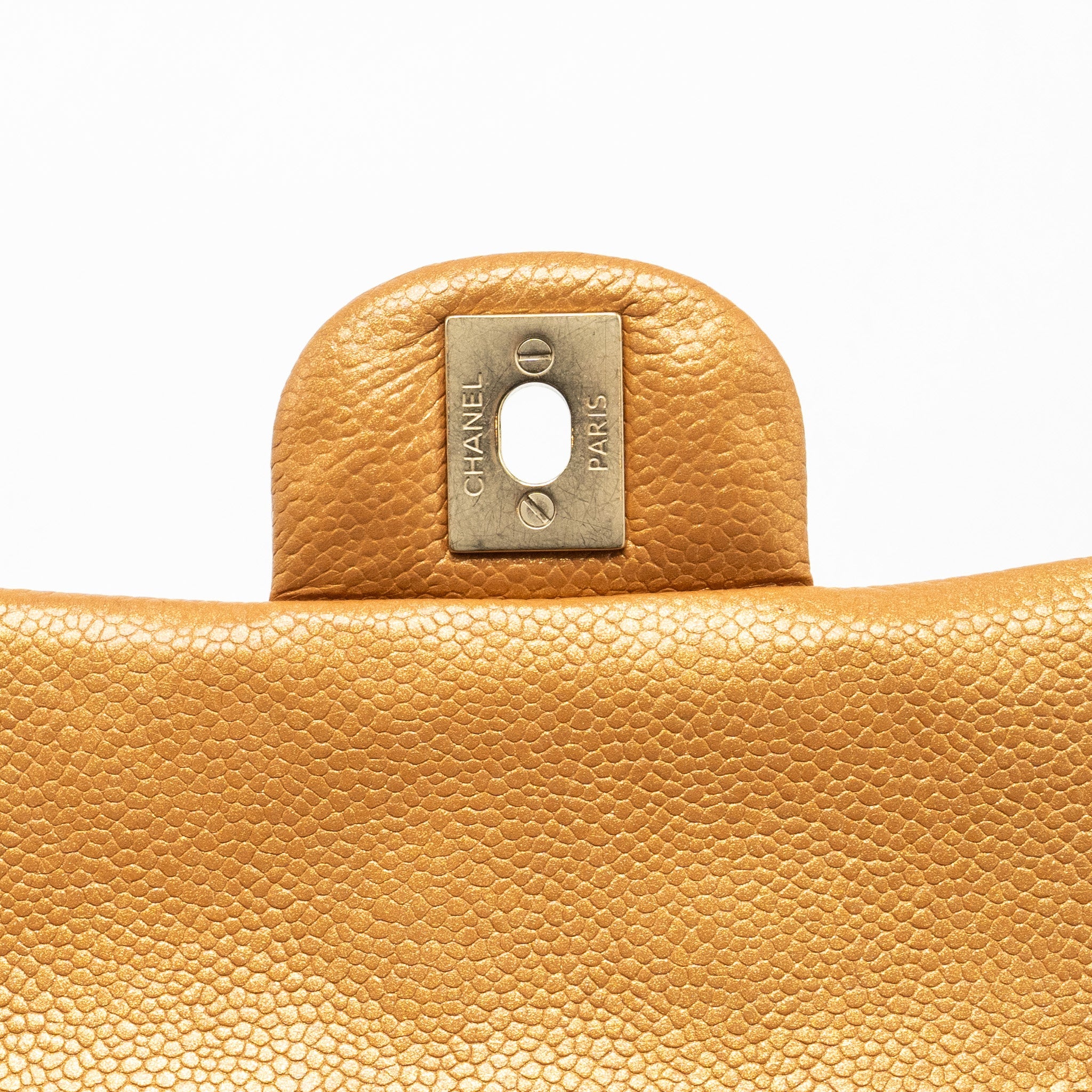 CHANEL MINI RECTANGULAR FLAP BAG CALFSKIN IRIDESCENT DARK GOLD GHW