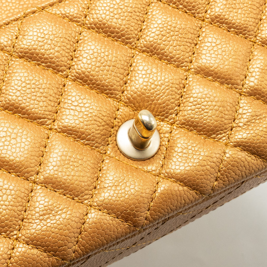 CHANEL MINI RECTANGULAR FLAP BAG CALFSKIN IRIDESCENT DARK GOLD GHW
