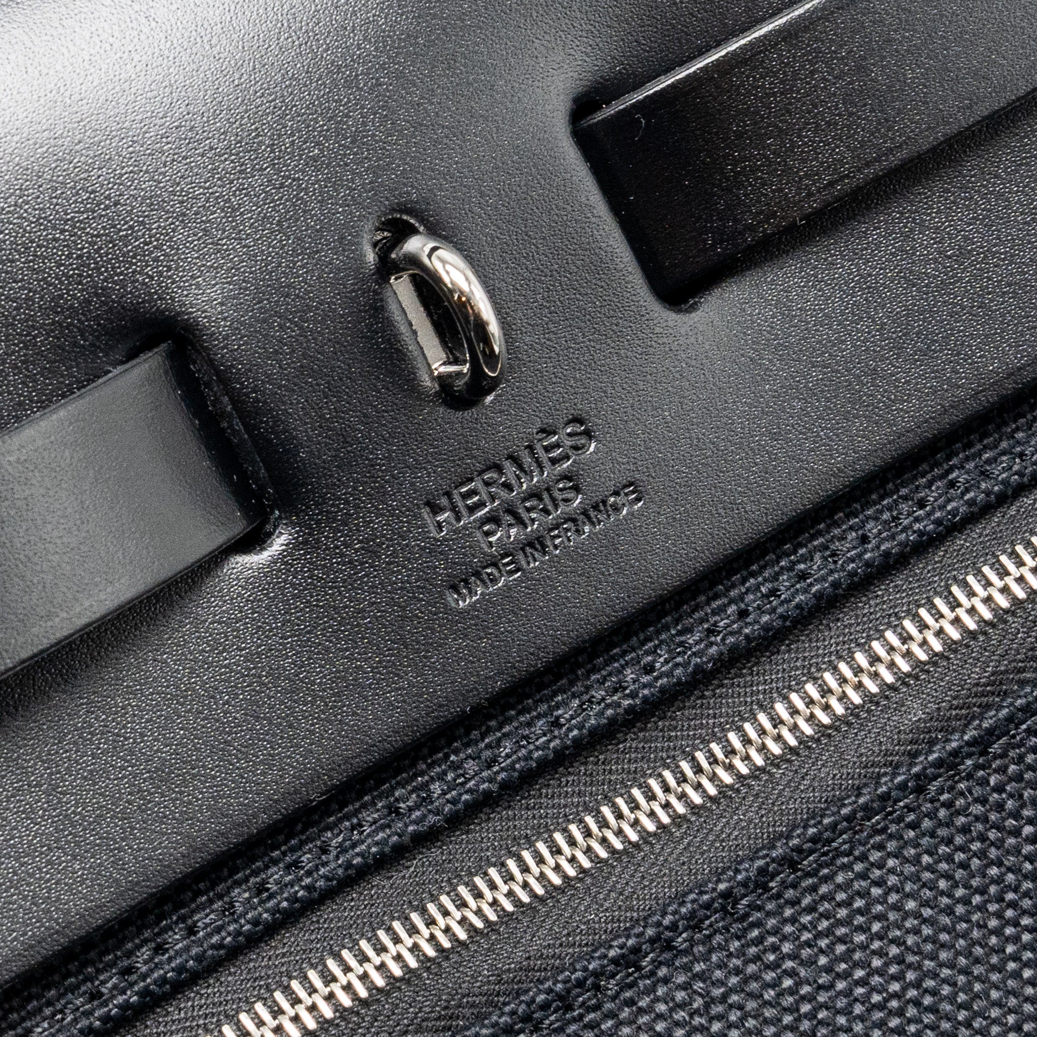 HERMES HERBAG 31 ZIP BAG CANVAS/HUNTER BLACK SHW