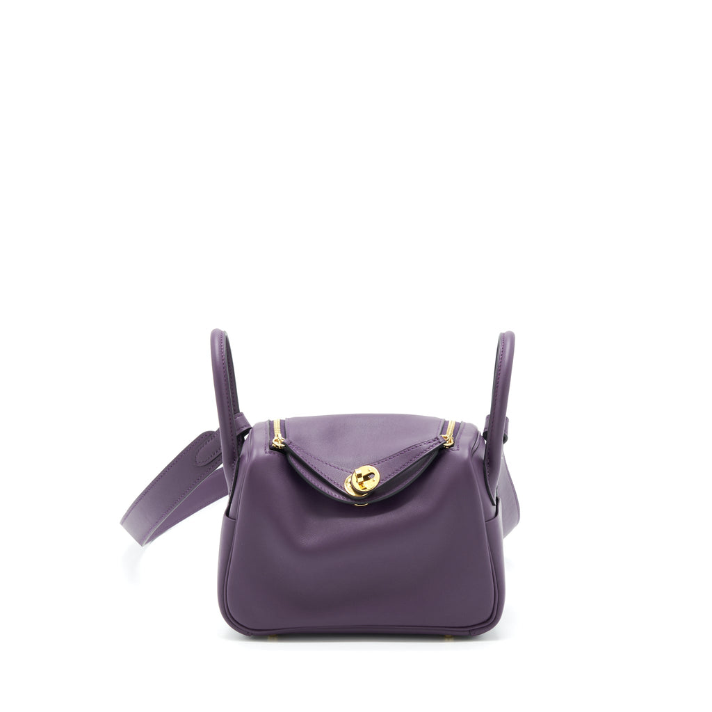 HERMES MINI LINDY SWIFT CASSIS/BLEU ROYAL GHW