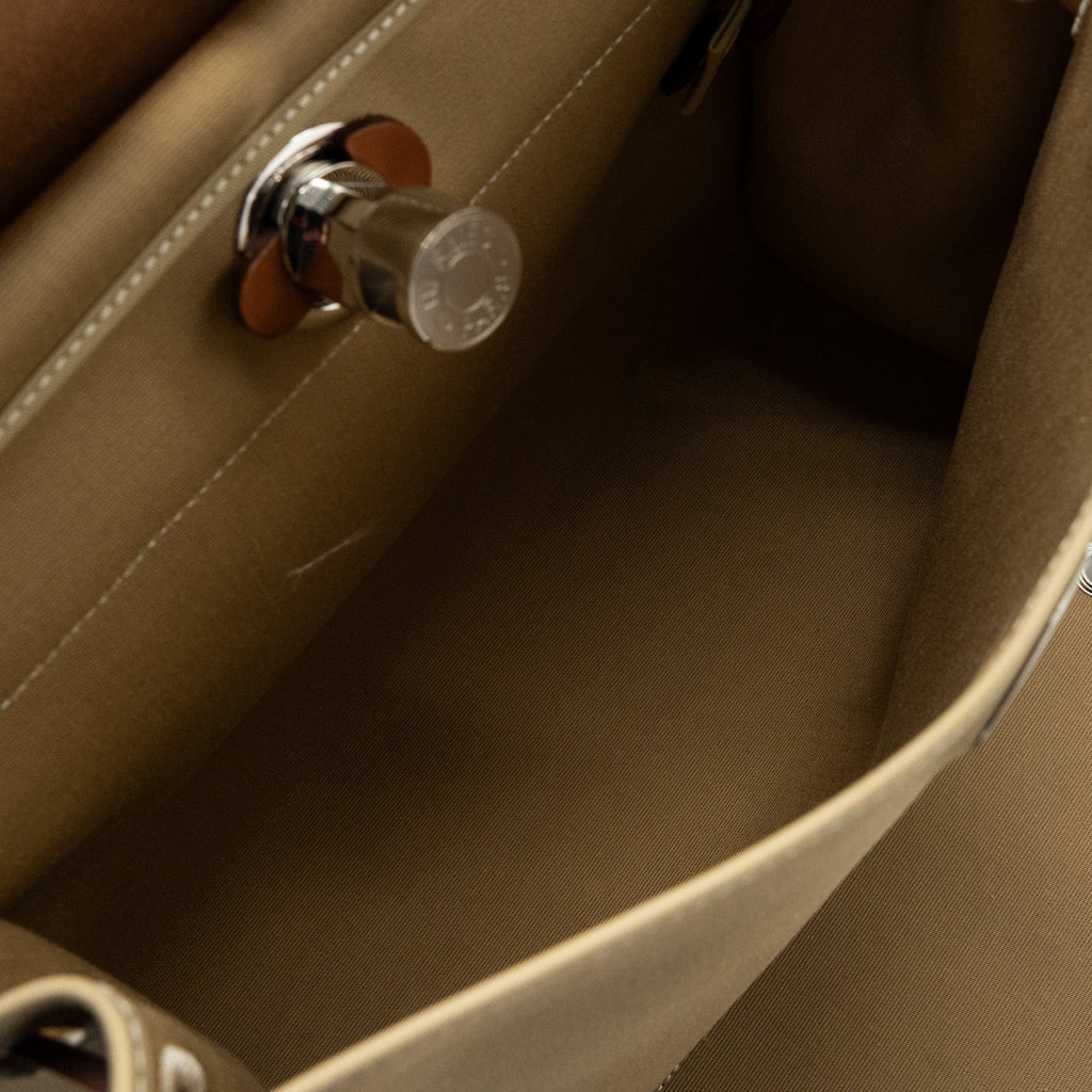 HERMES HERBAG 31 ZIP BAG TOILE OFFICER CANVAS TRENCH/FAUVE SHW