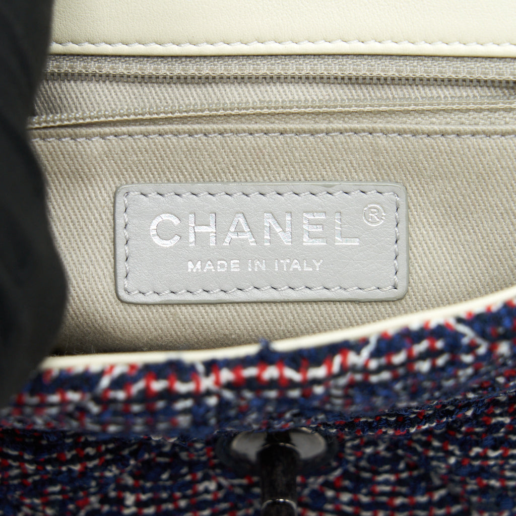 CHANEL SEASONAL MINI FLAP BAG TWEED BLUE/ MULTICOLOUR RUTHENIUM HARDWARE