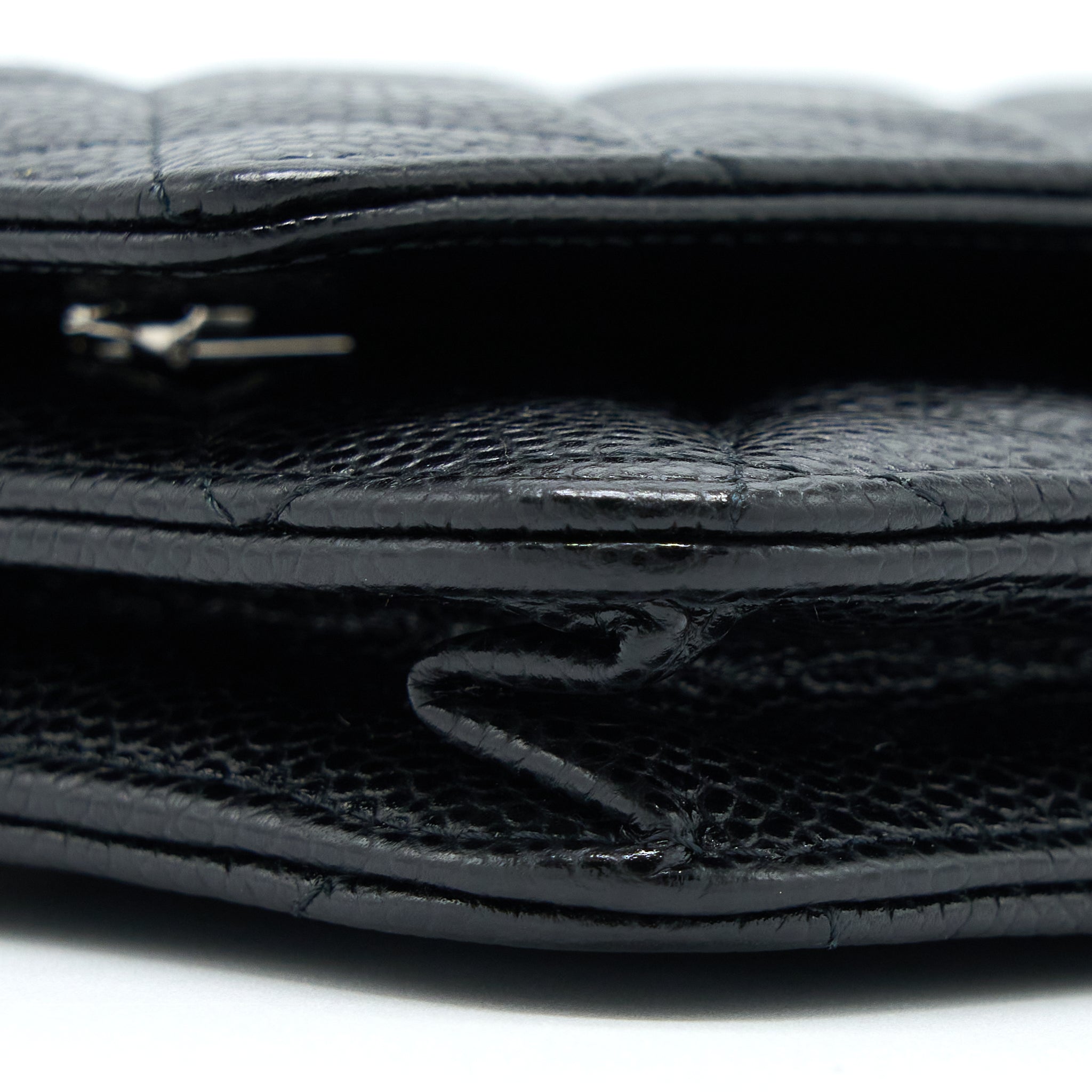 CHANEL CLASSIC WALLET ON CHAIN CAVIAR BLACK SHW (MICROCHIP)