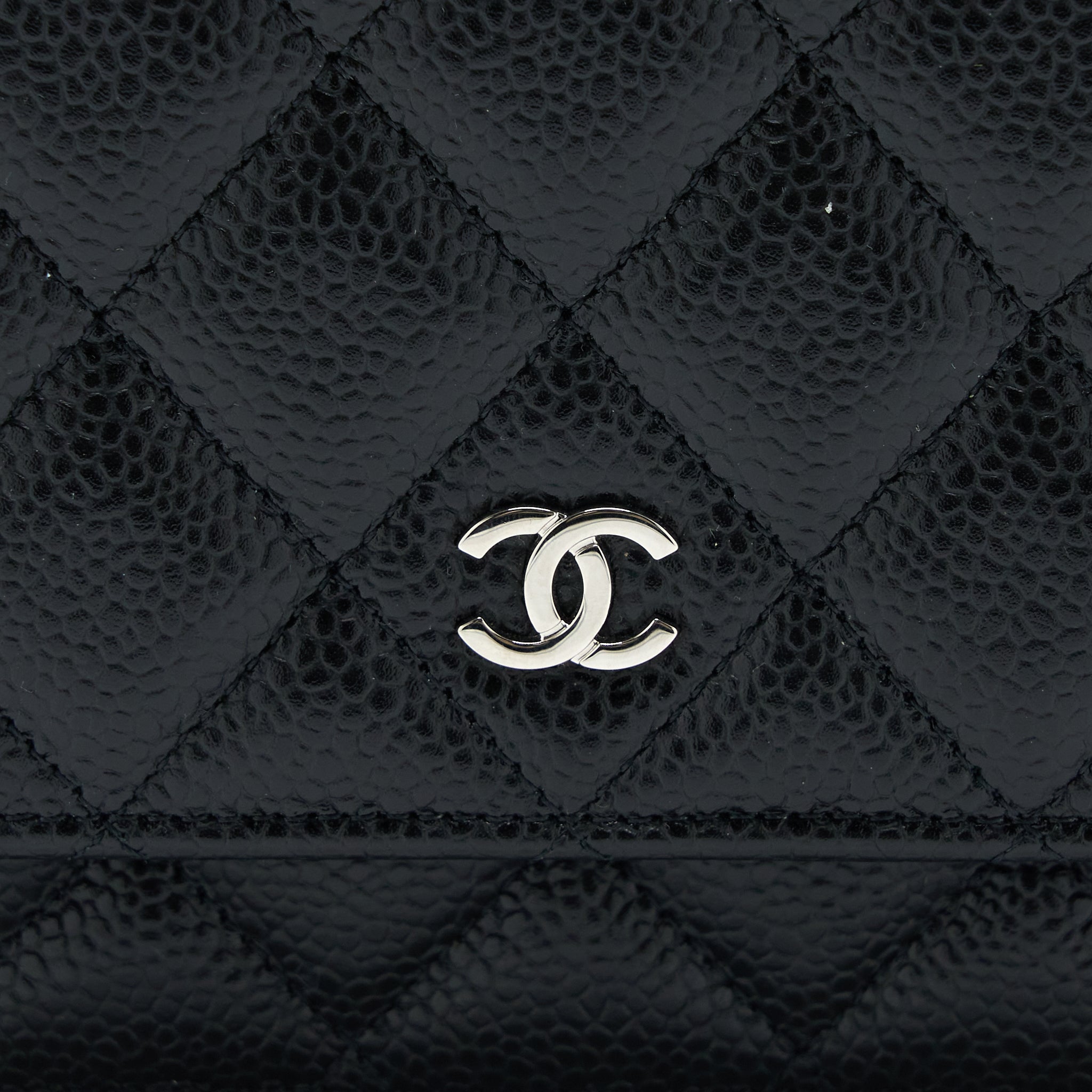 CHANEL CLASSIC WALLET ON CHAIN CAVIAR BLACK SHW (MICROCHIP)