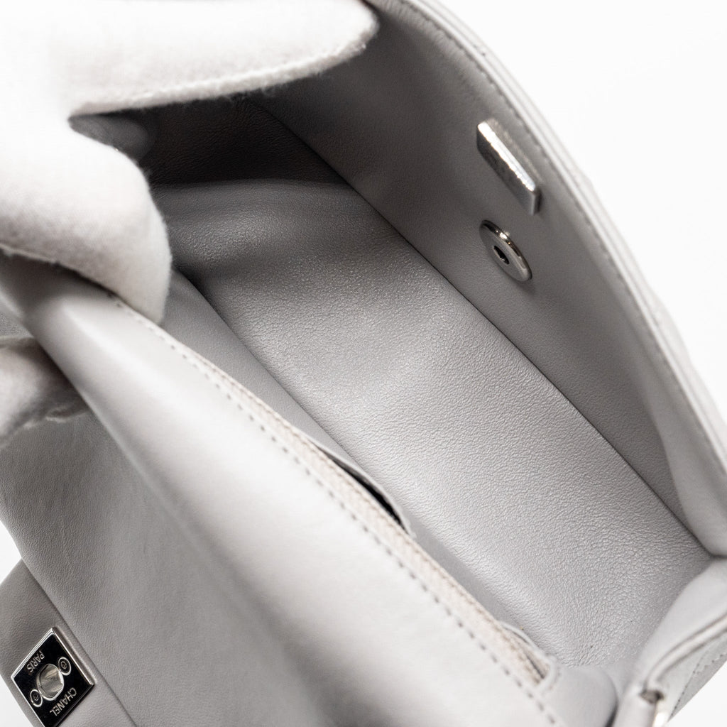 CHANEL MINI RECTANGULAR FLAP BAG LAMBSKIN LIGHT GREY SHW(MICROCHIP)