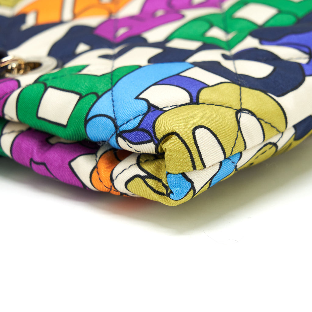 CHANEL 21K PRINTED BARRICADES QUILTED LOGO SHOPPING TOTE BAG MULTICOLOUR LGHW