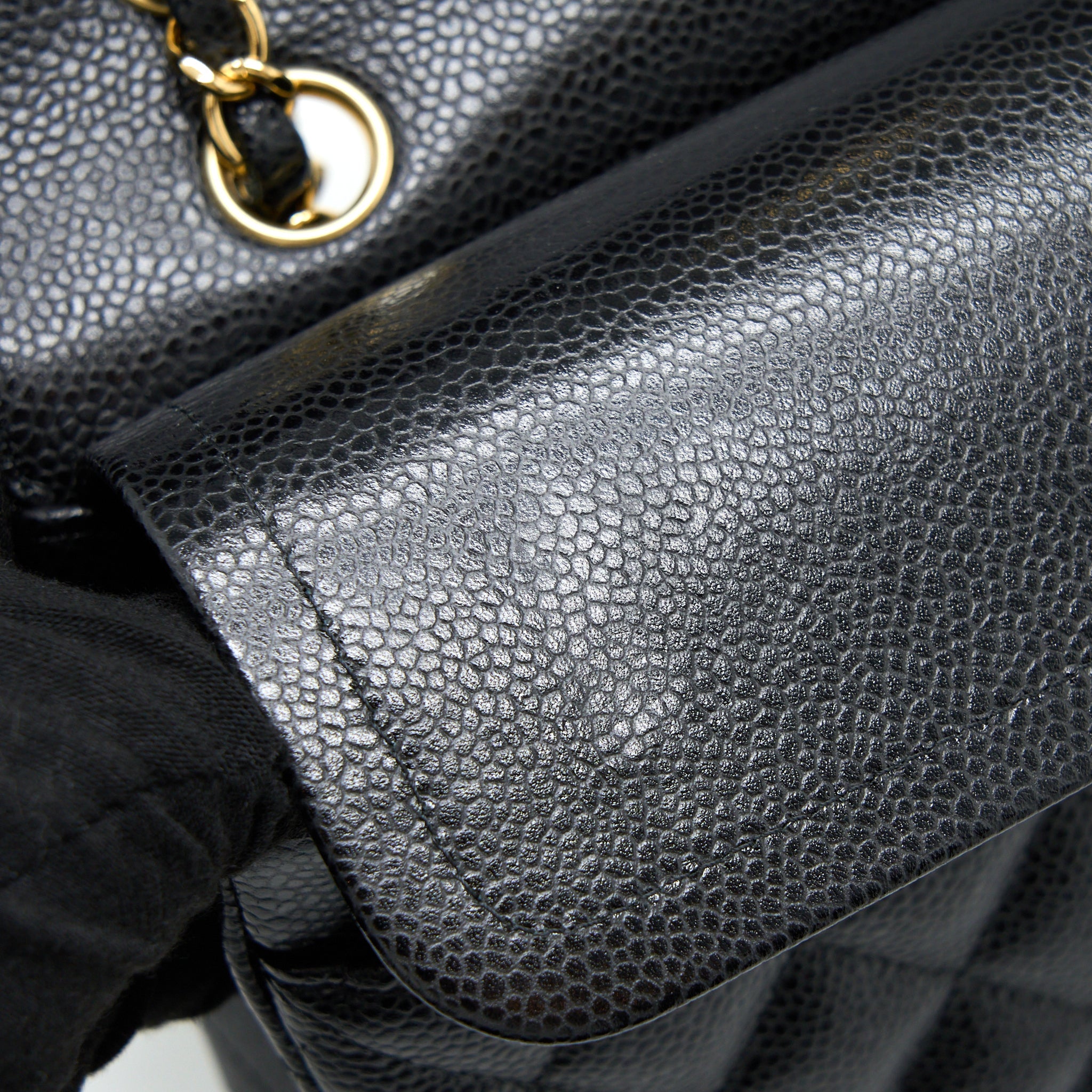 CHANEL MEDIUM CLASSIC DOUBLE FLAP BAG CAVIAR BLACK GHW