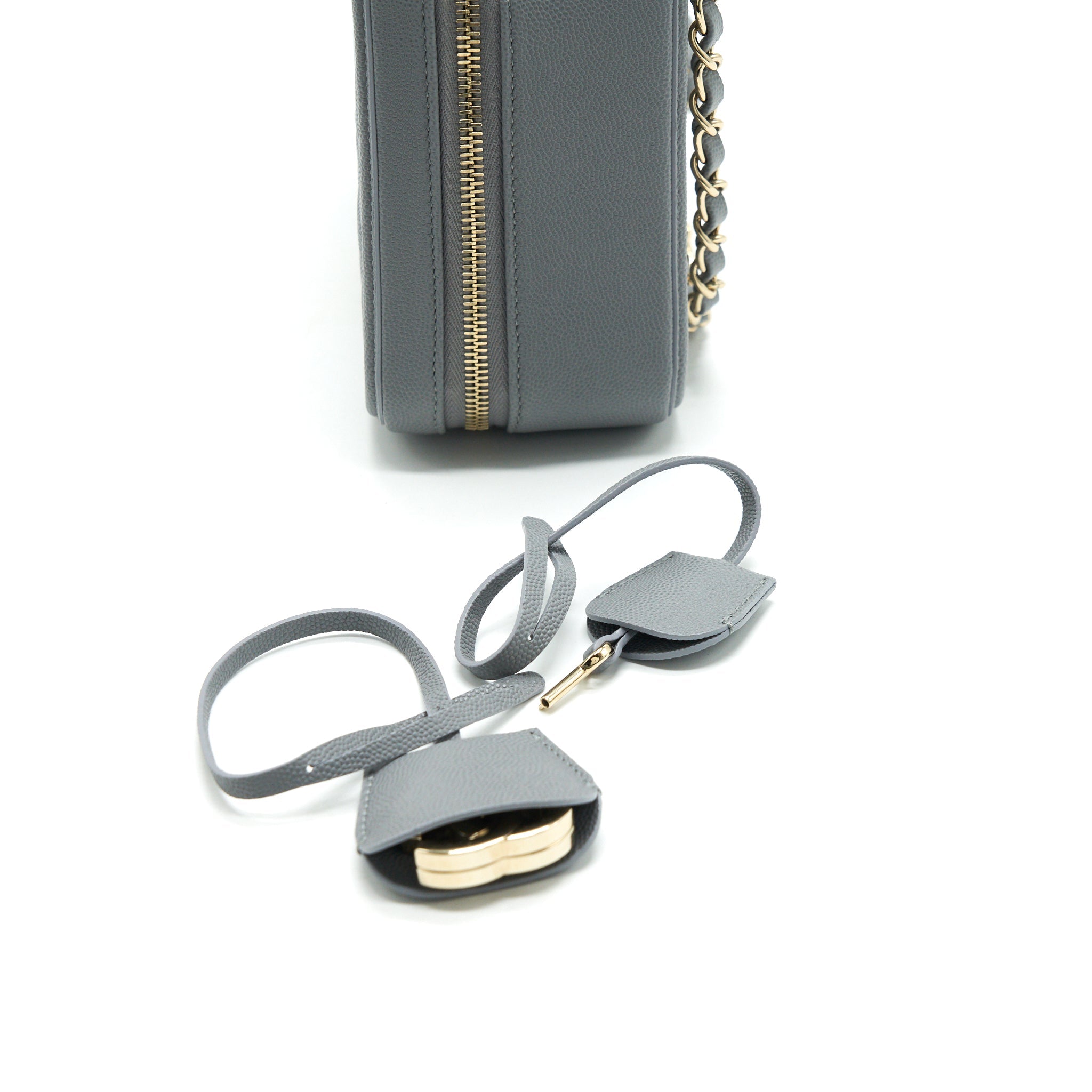 CHANEL CC FILIGREE VANITY CASE GREY LGHW