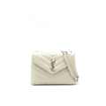 SAINT LAURENT LOU LOU SMALL QUILTED Y LEATHER SHOULDER BAG IN WHITE