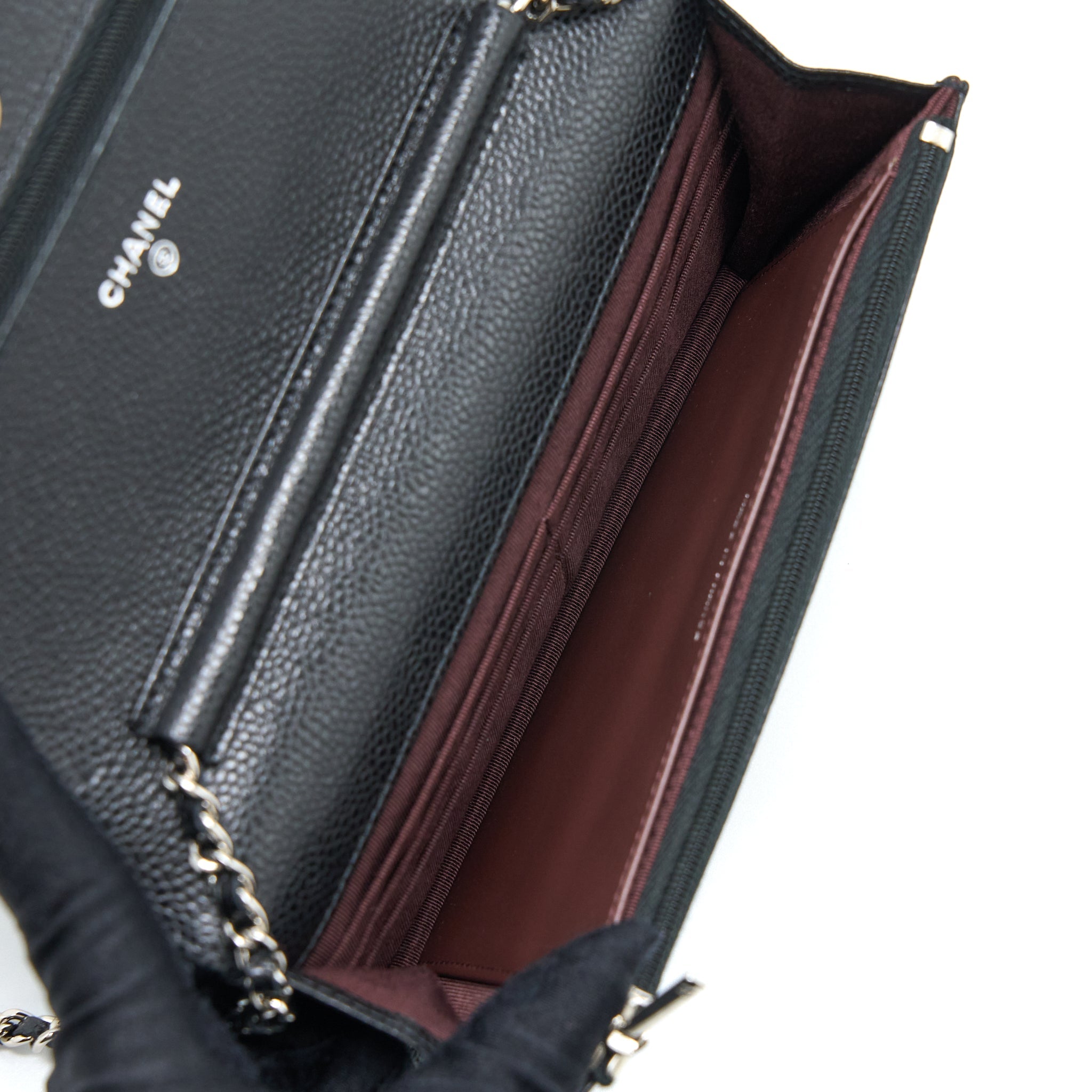 CHANEL CLASSIC WALLET ON CHAIN CAVIAR BLACK SHW (MICROCHIP)