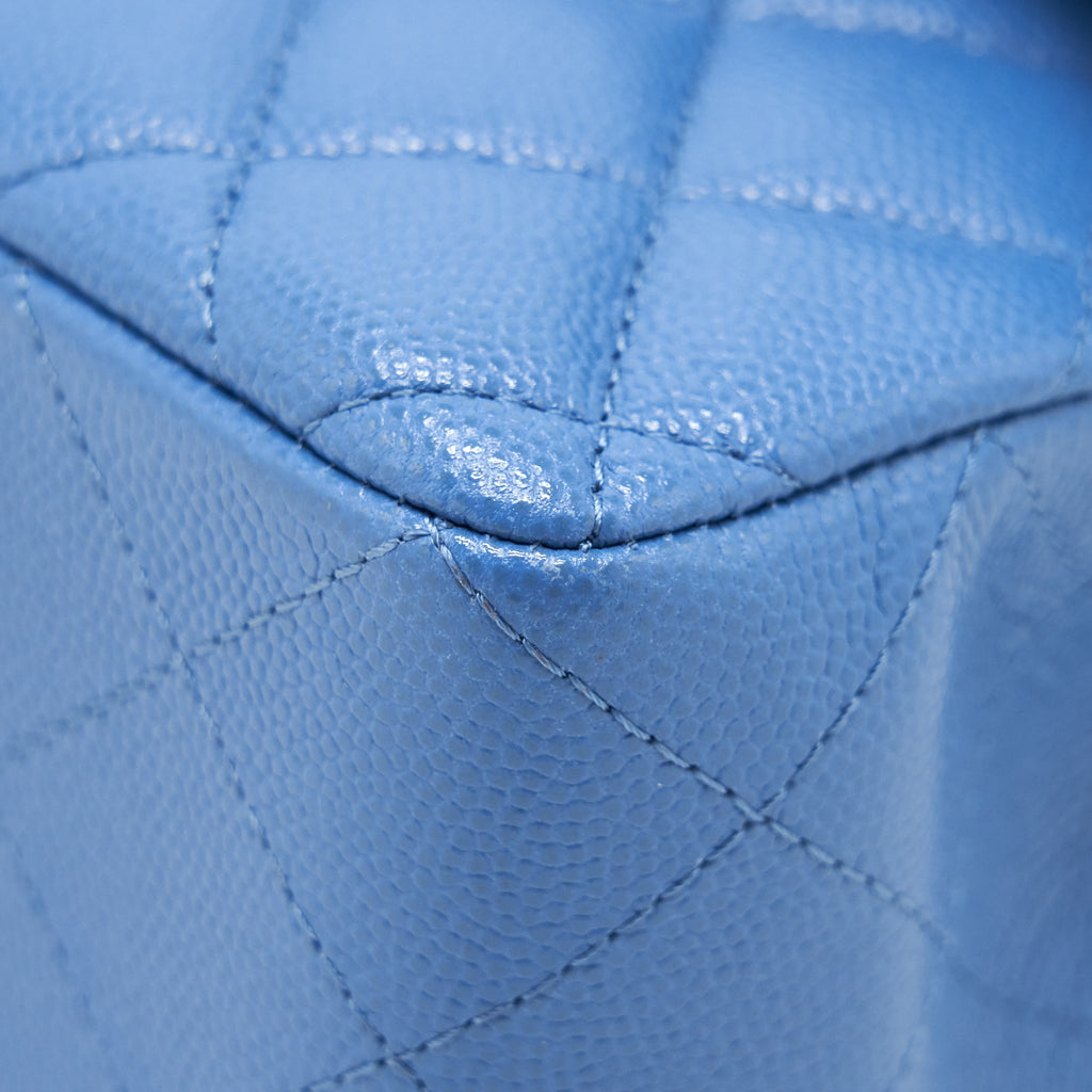 CHANEL SMALL CLASSIC DOUBLE FLAP CAVIAR BLUE LGHW
