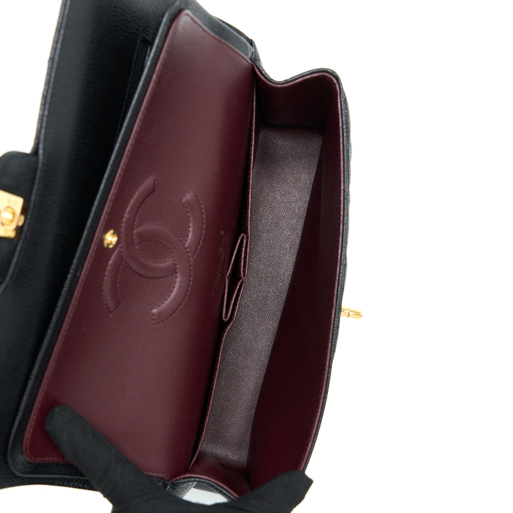 CHANEL MEDIUM CLASSIC DOUBLE FLAP BAG CAVIAR BLACK GHW