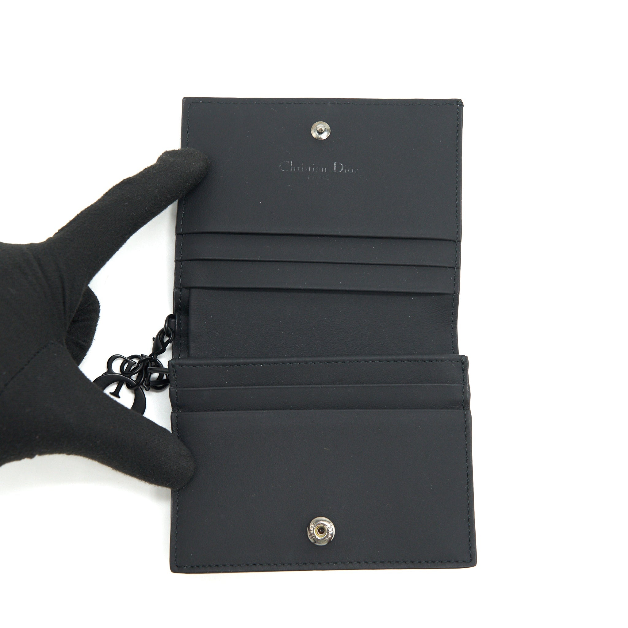 DIOR FLAP CARD HOLDER CALFSKIN SO BLACK