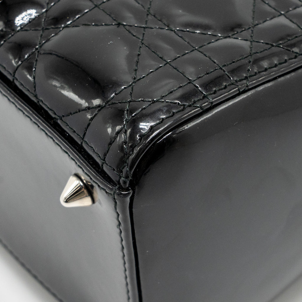 DIOR MEDIUM LADY DIOR PATENT BLACK SHW