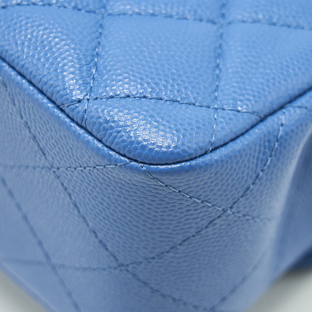 CHANEL SMALL CLASSIC DOUBLE FLAP CAVIAR BLUE LGHW