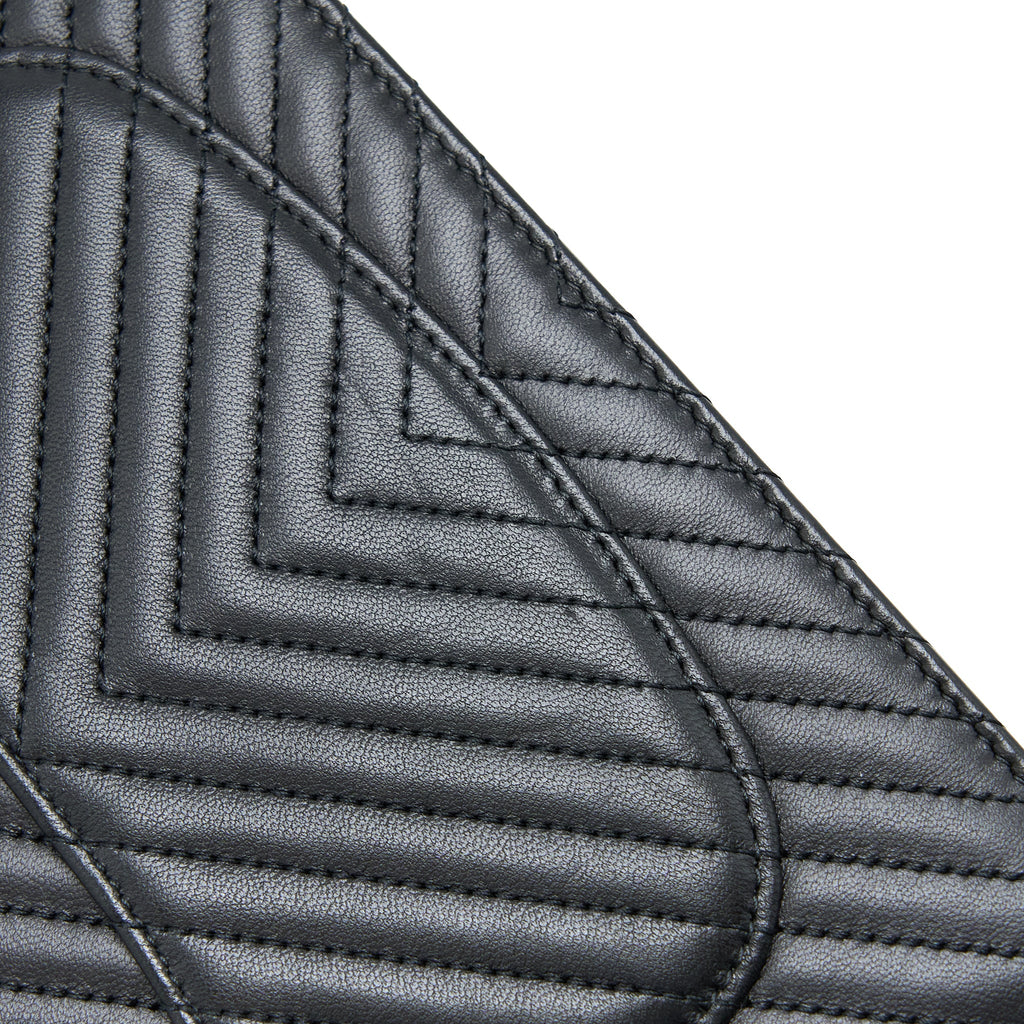 CHANEL CHEVRON WALLET ON CHAIN BLACK WITH BLACK HARDWARE