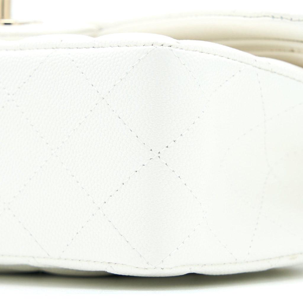 CHANEL SMALL CLASSIC FLAP BAG CAVIAR WHITE LGHW (MICROCHIP)