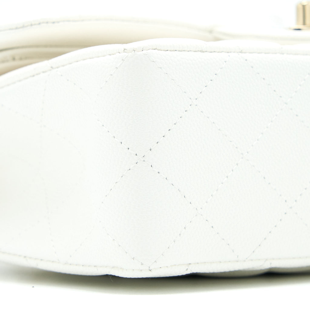 CHANEL SMALL CLASSIC FLAP BAG CAVIAR WHITE LGHW (MICROCHIP)