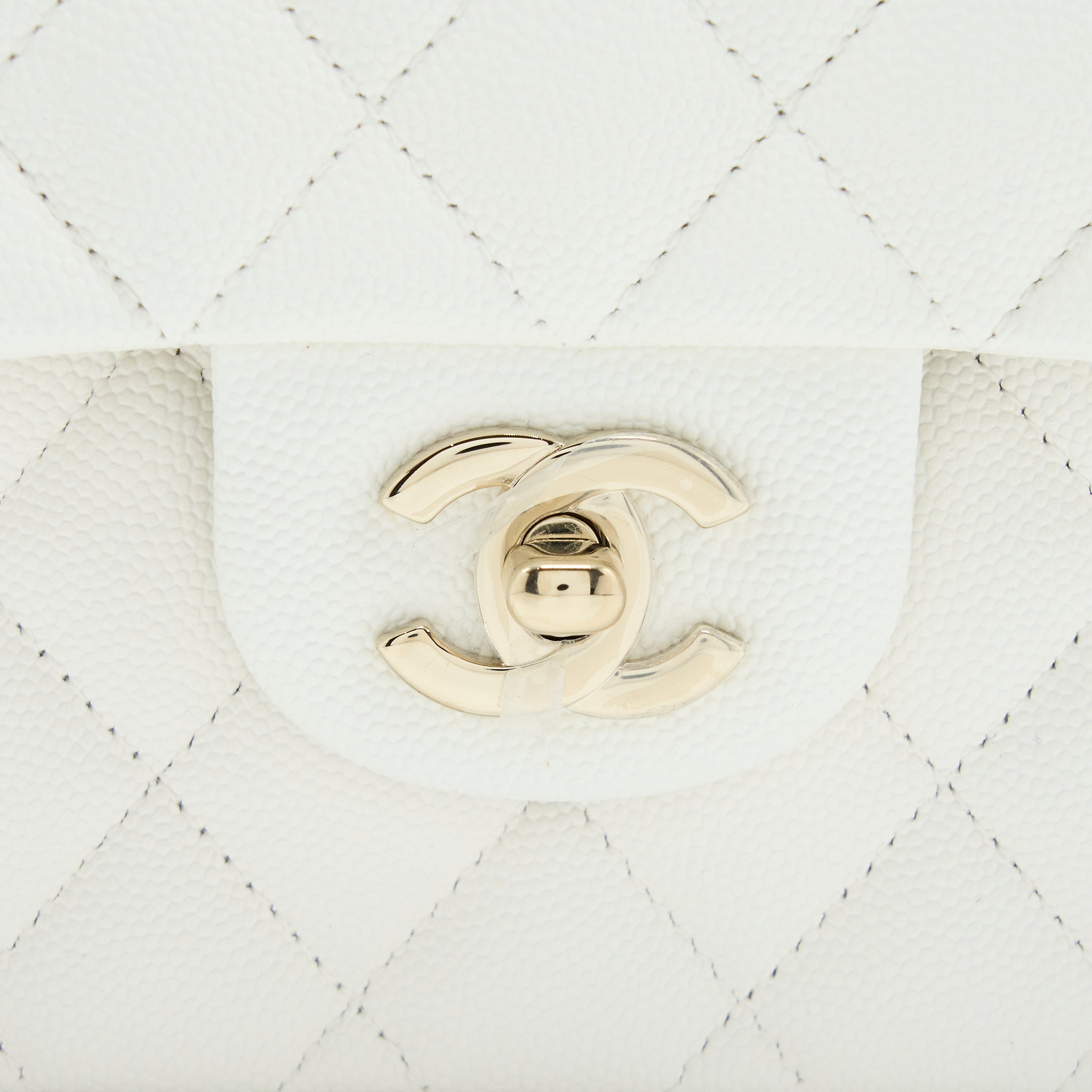 CHANEL SMALL CLASSIC FLAP BAG CAVIAR WHITE LGHW (MICROCHIP)