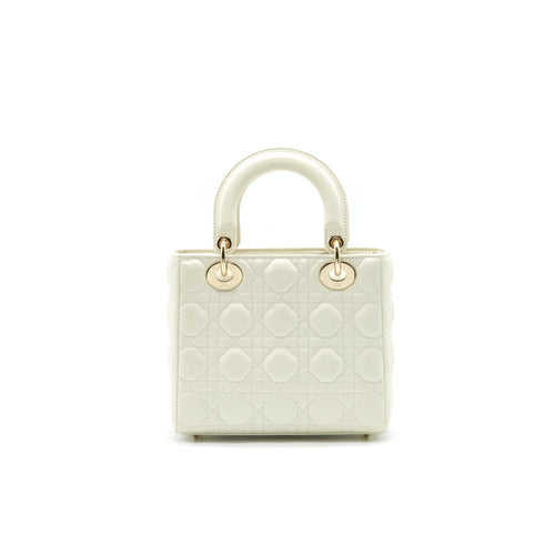 CHRISTIAN DIOR SMALL LADY DIOR CREAM WITH LGHW