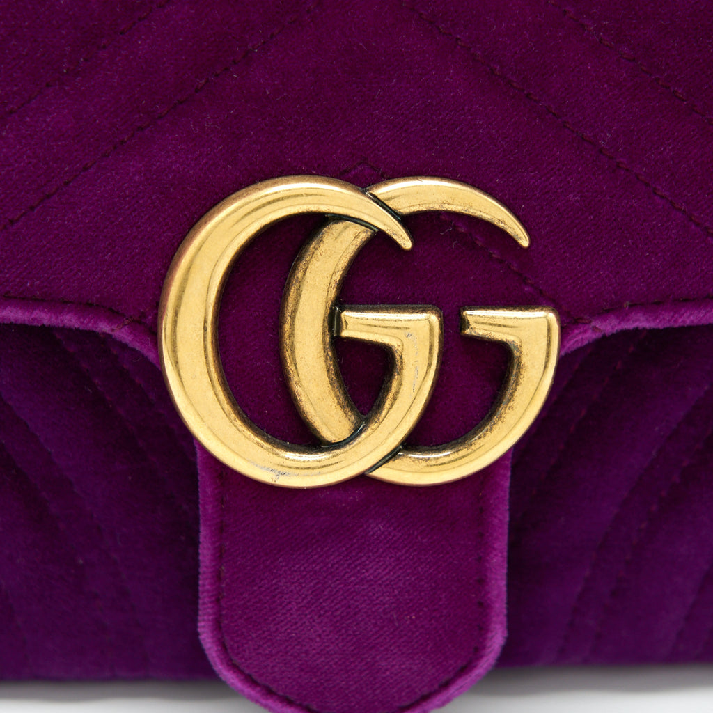 GUCCI MINI MARMONT BAG VELVET PURPLE GHW