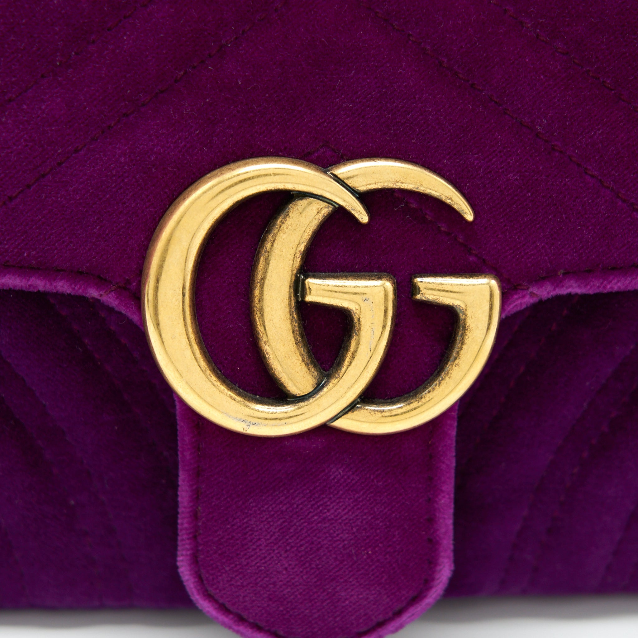 GUCCI MINI MARMONT BAG VELVET PURPLE GHW