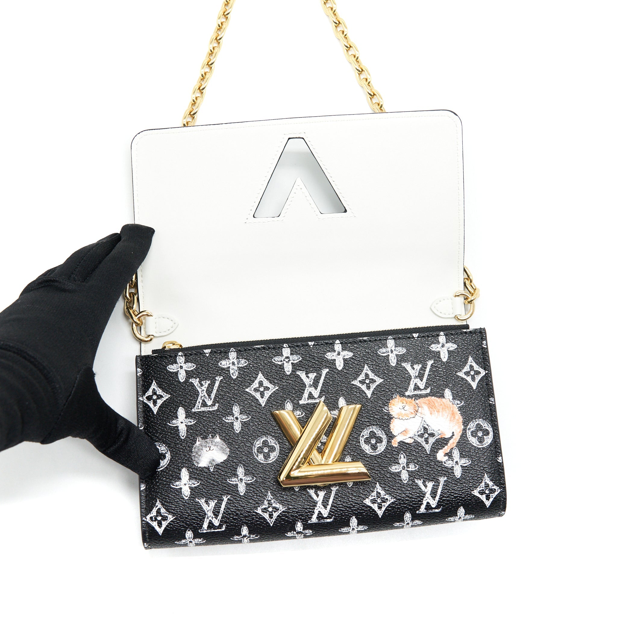 LOUIS VUITTON TWIST CHAIN WALLET MONOGRAM CATOGRAM CAT BLACK