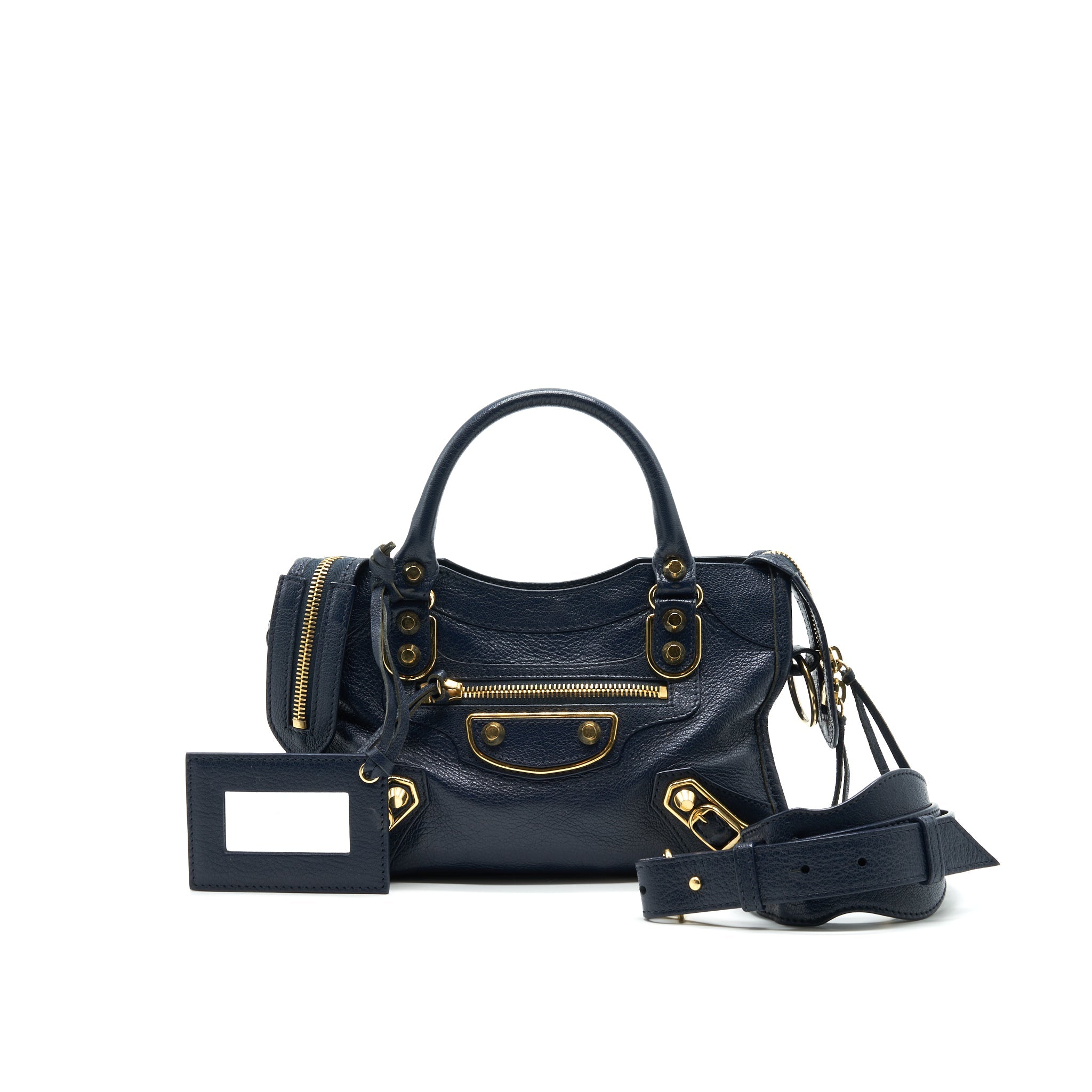 BALENCIAGA MINI CITY BAG NAVY GHW