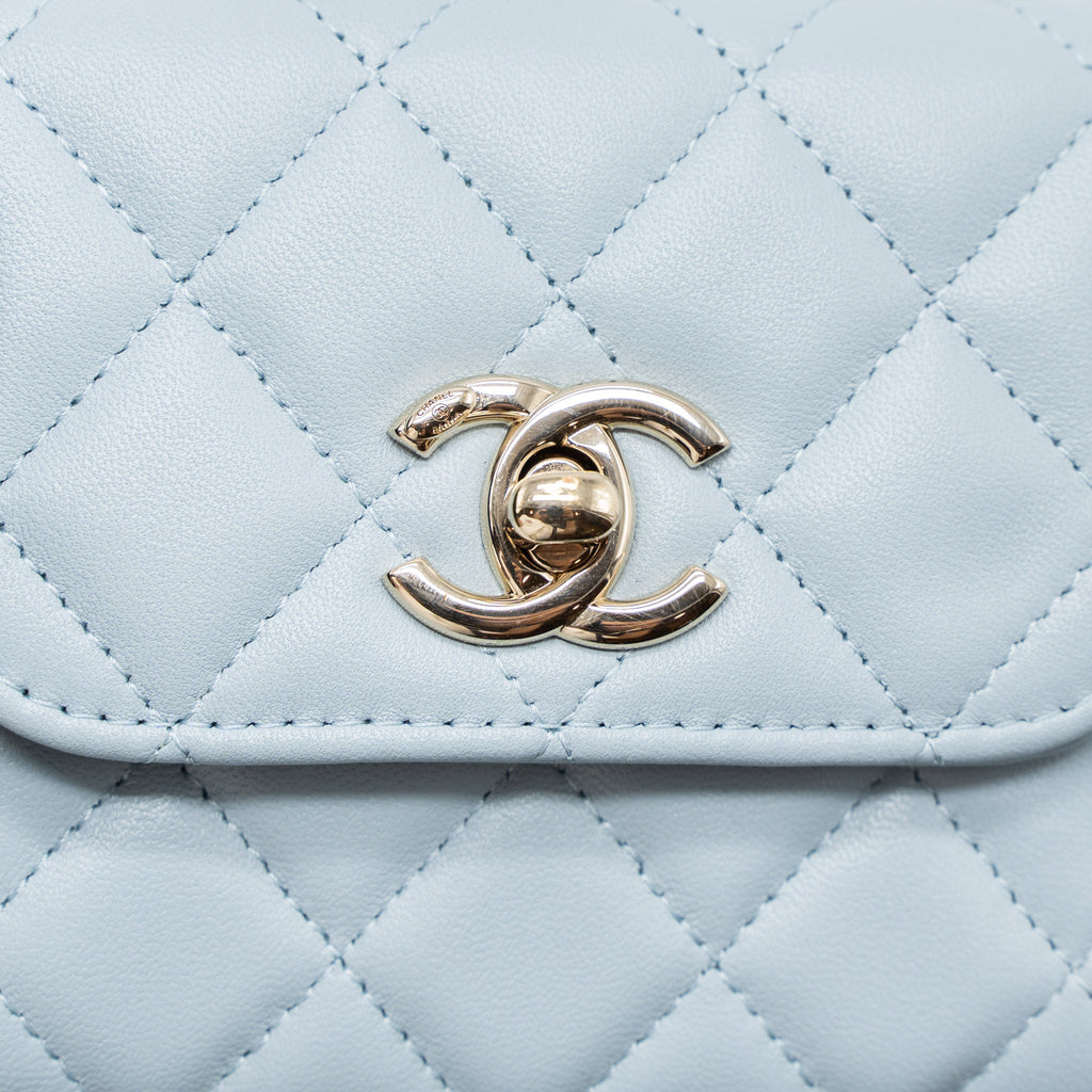 CHANEL MINI TRENDY CC CHAIN WALLET LAMBSKIN LIGHT BLUE LGHW (MICROCHIP)